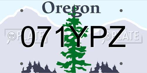 071YPZ Oregon License Plate