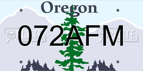 072AFM Oregon License Plate