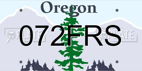 072FRS Oregon License Plate