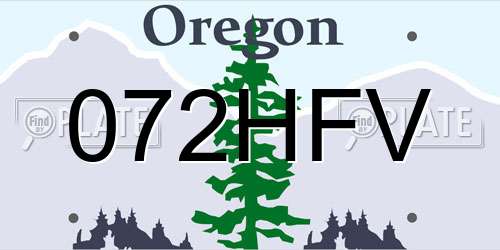 072HFV Oregon License Plate