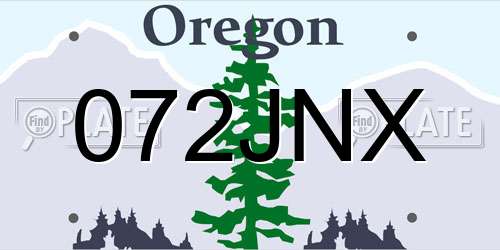 072JNX Oregon License Plate