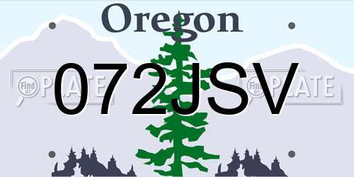 072JSV Oregon License Plate