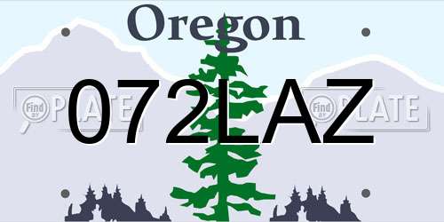 072LAZ Oregon License Plate