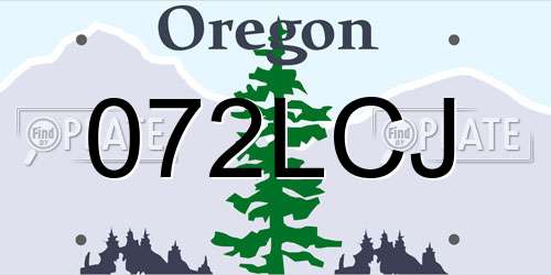 072LCJ Oregon License Plate