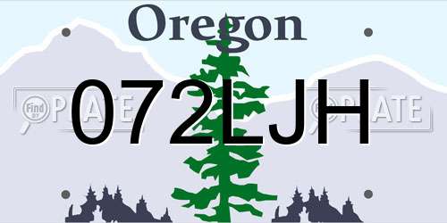 072LJH Oregon License Plate