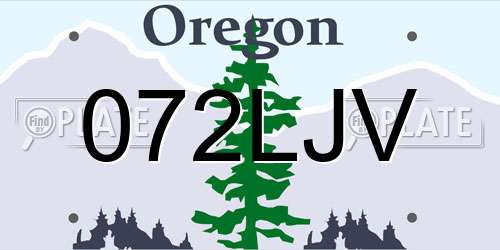 072LJV Oregon License Plate