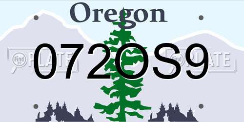 072OS9 Oregon License Plate