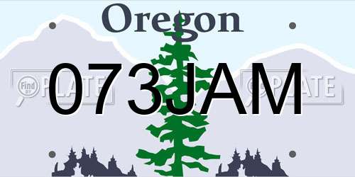 073JAM Oregon License Plate