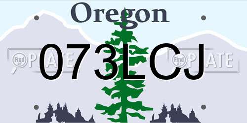 073LCJ Oregon License Plate