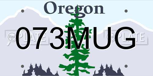 073MUG Oregon License Plate
