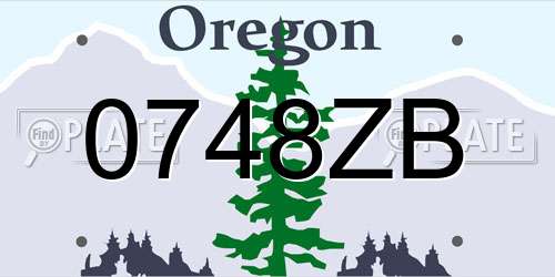 0748ZB Oregon License Plate