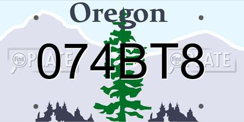 074BT8 Oregon License Plate