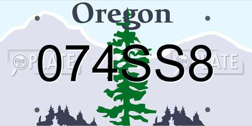 074SS8 Oregon License Plate