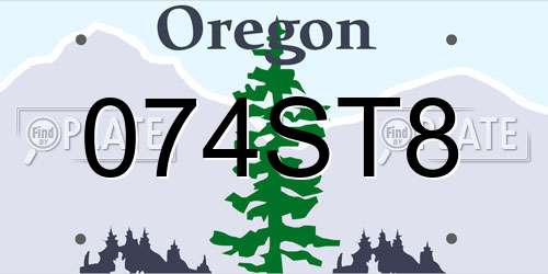 074ST8 Oregon License Plate
