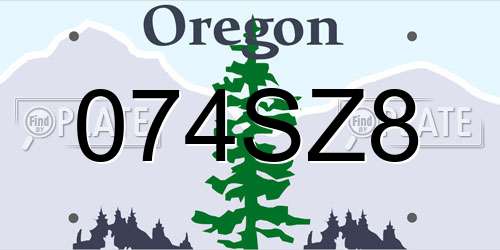074SZ8 Oregon License Plate
