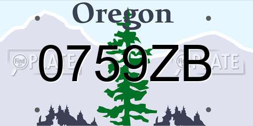 0759ZB Oregon License Plate