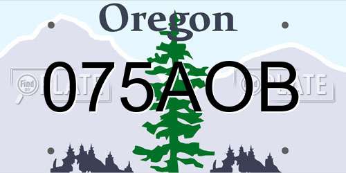 075AOB Oregon License Plate