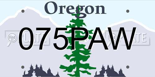 075PAW Oregon License Plate