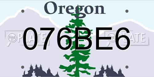 076BE6 Oregon License Plate