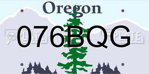 076BQG Oregon License Plate