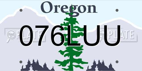 076LUU Oregon License Plate