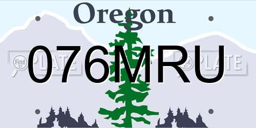 076MRU Oregon License Plate