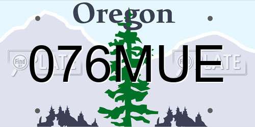 076MUE Oregon License Plate