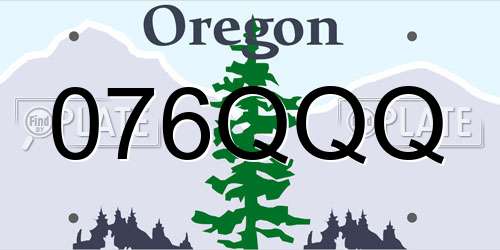 076QQQ Oregon License Plate