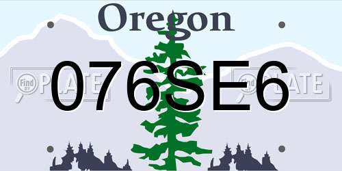 076SE6 Oregon License Plate