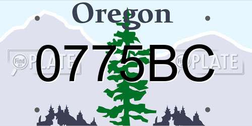 0775BC Oregon License Plate