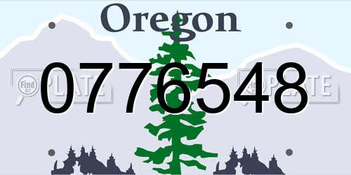 0776548 Oregon License Plate