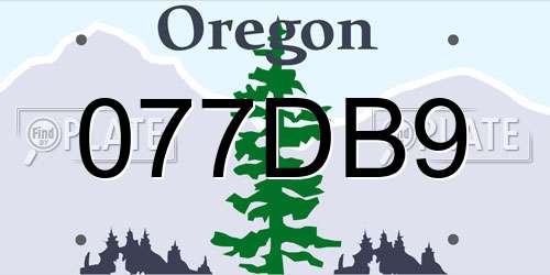 077DB9 Oregon License Plate