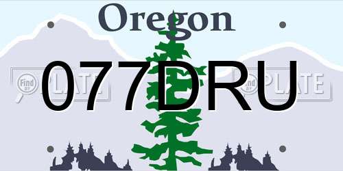 077DRU Oregon License Plate