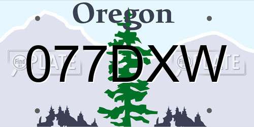 077DXW Oregon License Plate