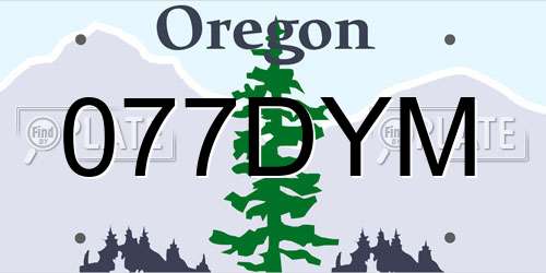 077DYM Oregon License Plate