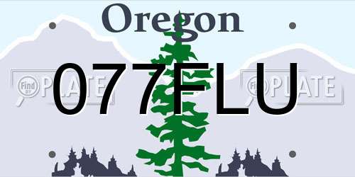 077FLU Oregon License Plate