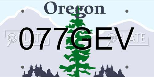 077GEV Oregon License Plate
