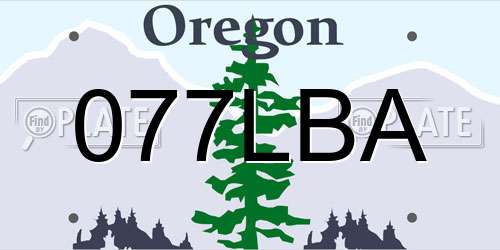 077LBA Oregon License Plate