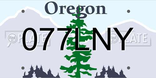 077LNY Oregon License Plate
