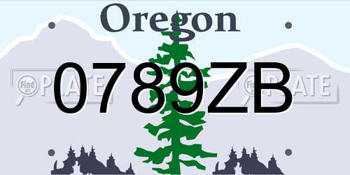 0789ZB Oregon License Plate