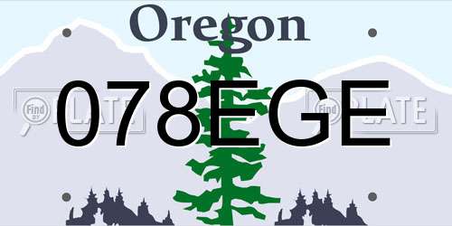 078EGE Oregon License Plate