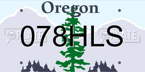 078HLS Oregon License Plate