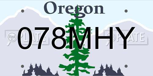 078MHY Oregon License Plate