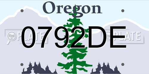0792DE Oregon License Plate