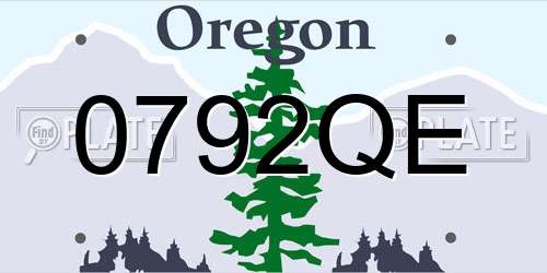 0792QE Oregon License Plate