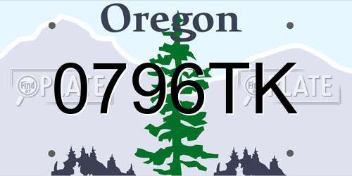 0796TK Oregon License Plate