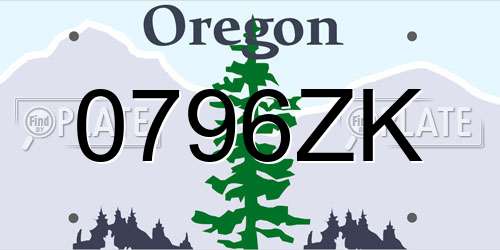 0796ZK Oregon License Plate