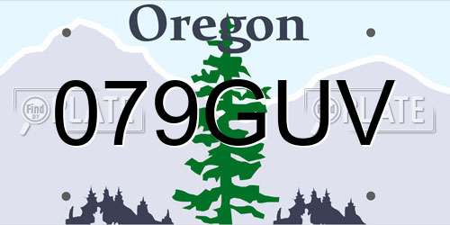 079GUV Oregon License Plate