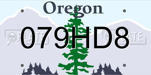 079HD8 Oregon License Plate
