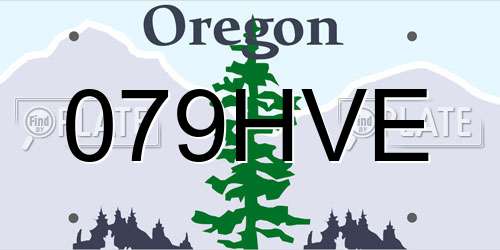 079HVE Oregon License Plate